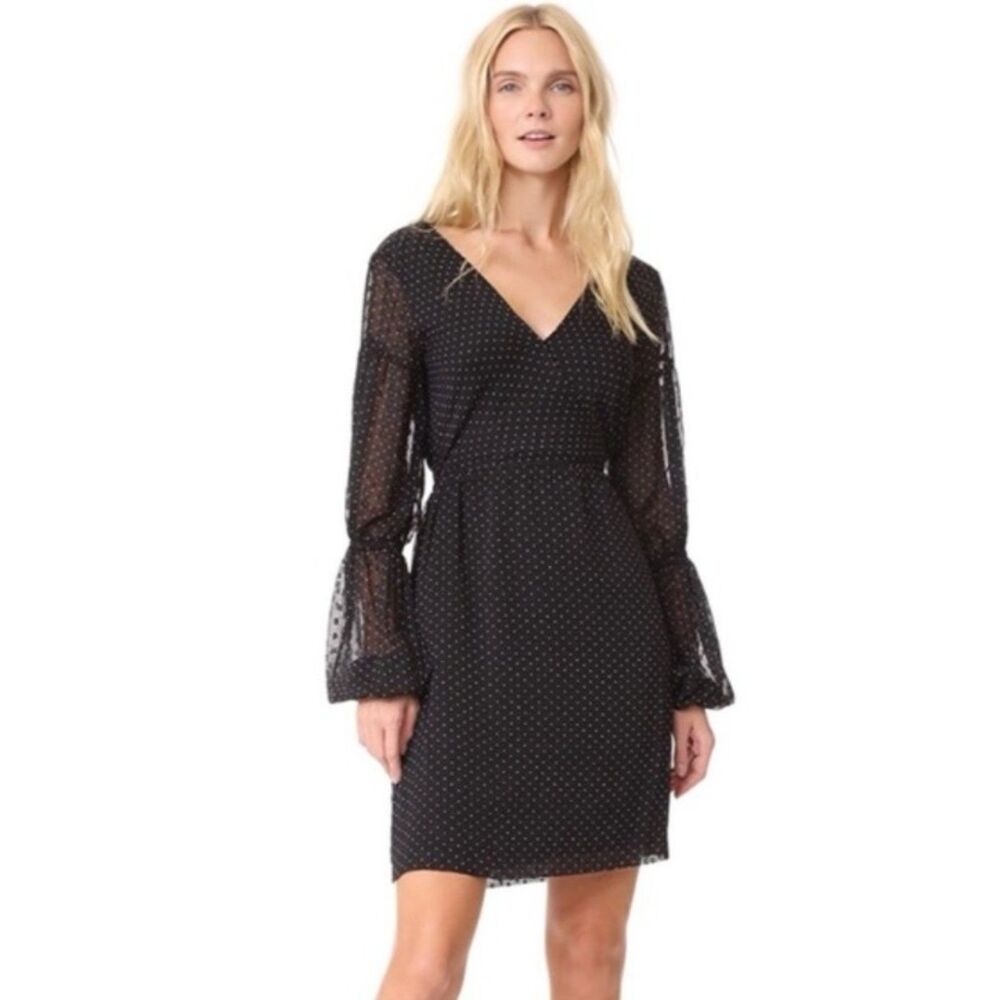 Club Monaco Jowdie Mini Dress Sz 2 True Wrap Polka Dot Sheer Date Night Cocktail